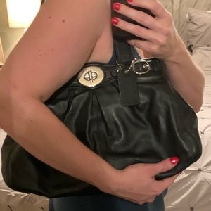 Coach black leather shoulder bag